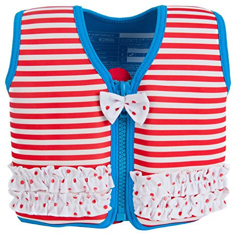 Die original Konfidence Unisex-Kinder Schwimmweste, Mehrfarbig (Marthas Red Stripe & Frills), 4-5 Jahre