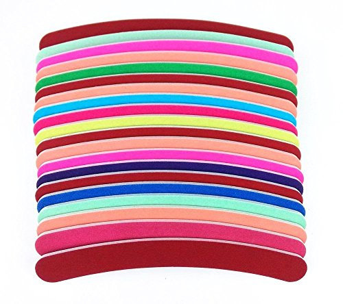 yueton 20pcs Colorido Doble Cara Curva Lima de Uñas Emery Board Cosméticos Manicura Pedicura