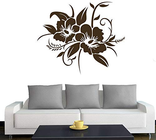 A690 Wandtattoo Hibiskusblüte 40cm x 33cm braun (erhältlich in 40 Farben und 4 Größen)