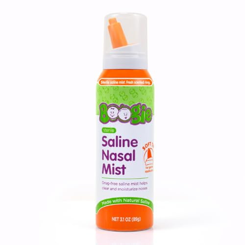 Boogie Saline Nasal Spray Mist for Baby and Kids, Allergy Relief, Nasal Decongestant, Made with Saline, Fresh, 3.1 Ounce (Pack of 1)