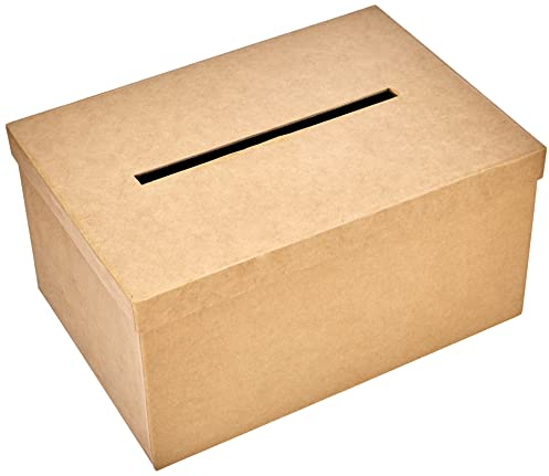 Rayher Geschenkkartenbox mit Schlitz, Pappmaché Kartenbox, FSC Recycled 100%, 30x21x15cm (LxBxH), Briefbox, Geldbox, zum Verzieren, 67202000, Natur
