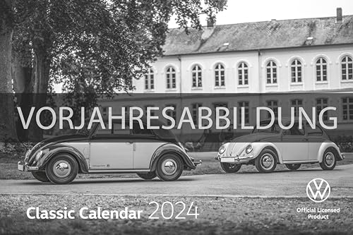arti promotion - VW Classic Calendar 2025 Wandkalender, 49,5x33cm, Kalender mit Klassikern aus der VW Geschichte, tolle Aufnahmen der VW Modelle, internationales Kalendarium, mit Spiralbindung