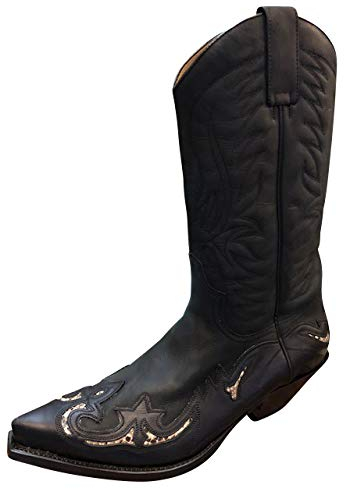 Stivali Sendra 3242 nero con Cowboy Roy Dunn in pelle e grasso per stivali, Nero (nero), 45 EU