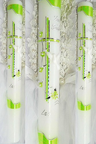 Taufkerze Kommunionkerze Junge Mädchen 400/40 mm VT-35 inkl. Zubehör für selbstbeschriften