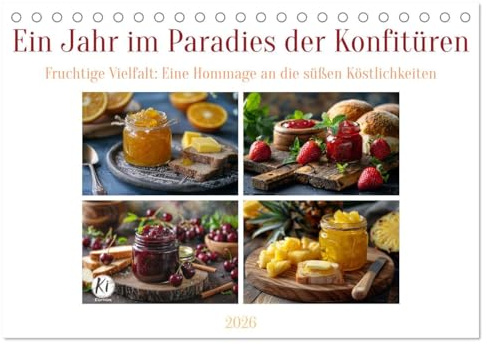 Ein Jahr im Paradies der Konfitüren (Tischkalender 2026 DIN A5 quer), CALVENDO Monatskalender: Leckere Früchte im Glas - für den Frühstücksgenuss (CALVENDO Lifestyle)