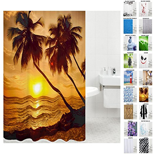 Sanilo Duschvorhang, viele schöne Duschvorhänge zur Auswahl, hochwertige Qualität, inkl. 12 Ringe, wasserdicht, Anti-Schimmel-Effekt (180 x 180 cm, Summer)