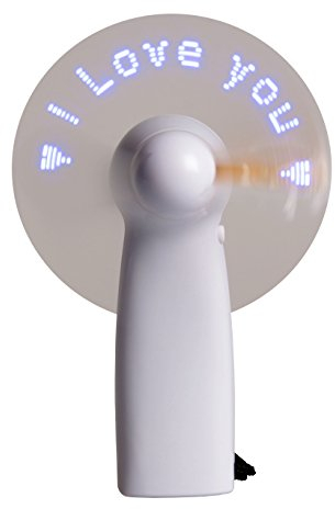 LED Ventilator I love you mit 11 blauen LED, Handventilator, Leuchtventilator