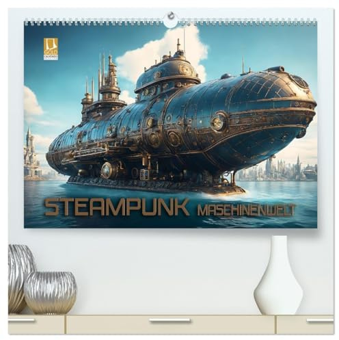 Steampunk Maschinenwelt (hochwertiger Premium Wandkalender 2026 DIN A2 quer), Kunstdruck in Hochglanz: Fantastische Bilder futuristischer Fahrzeuge ... in einer fiktiven Welt (CALVENDO Technologie)