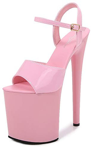 DERBUT Sandali con Tacco Alto 20 cm a Spillo con Plateau Super Alto 34-43, rosa-39