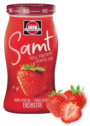 Schwartau Samt Erdbeere | Familienglas Marmelade ohne Stücke & Kerne | 465 g