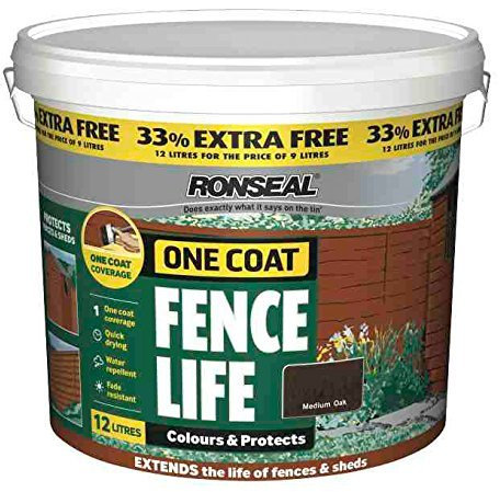 Ronseal One Coat Fence Life 9L Plus 33% Free Dark Oak by Ronseal