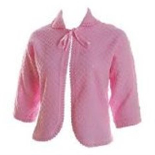 Ladies Knitted Traditional Front Tie Bed Jacket Bolero Style ¾ Length Sleeves Pink Size W 8-10