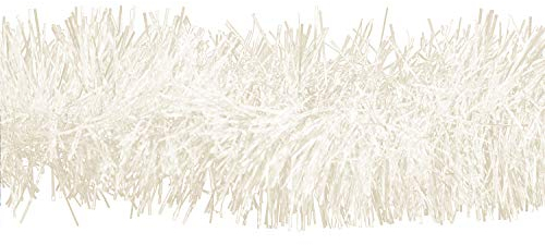 Weihnachtsgirlande 10cm x 3m - Lametta Girlande für Weihnachtsbaum - Butterfly Weihnachtsgirlande Lametta 10cm x 3 Meter Lamettagirlande Baumgirlande Christbaumdeko Farbauswahl: weiß