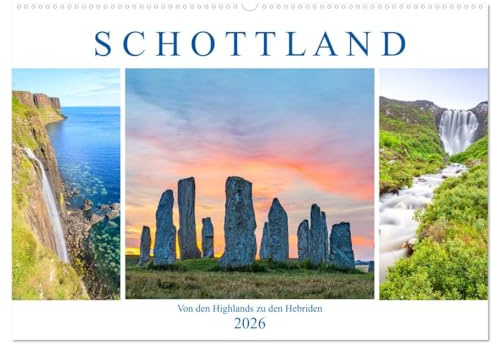 Von den Highlands zu den Hebriden (Wandkalender 2026 DIN A2 quer), CALVENDO Monatskalender: Schottlands mystische Landschaften und türkisblaue Küsten. (CALVENDO Orte)