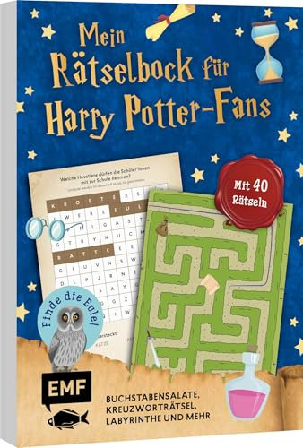 Mein zauberhafter Rätselblock für Harry Potter-Fans – Finde die Eule!: Mit 40 Rätseln: Buchstabensalate, Kreuzworträtsel, Labyrinthe und mehr