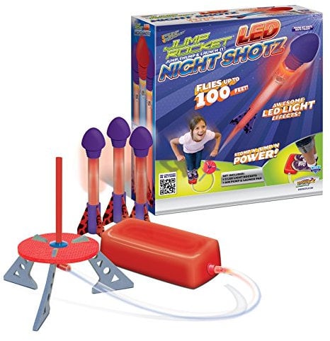 Geospace Jump Rocket Led Night Shotz - Jump Pump, Launcher & Light-Up Flying Foam Rockets
