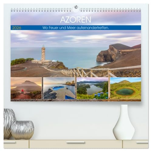 Azoren, Wo Feuer und Meer aufeinandertreffen. (hochwertiger Premium Wandkalender 2026 DIN A2 quer), Kunstdruck in Hochglanz: Die Azoren bezaubern mit ... durch Vulkanismus ist. (CALVENDO Orte)