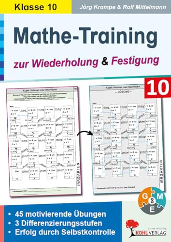 Mathe Training Wiederholung Festigung Klasse 10 Sekundarstufe | Exponentialgleichungen Logarithmen Trigonometrie Quadratische Funktionen Geometrie | ... Rechenbeispiele in 3 Differenzierungsstufen