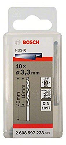 Bosch Professional Karosseriebohrer HSS-R rollgewalzt (10 Stück, Ø 3,3 mm)