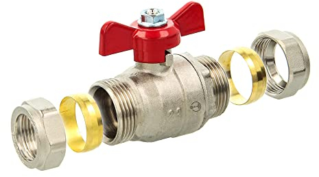 tecuro Robinet avec raccord Bague de serrage pour tube de cuivre Ø 22 mm