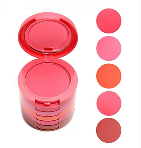 Pure Vie® Professionelle 5 Farben Gesicht Puder Rouge Blush Palette Make Up Kosmetik Set - Ideal für Sowohl den Professionellen als auch Persönlichen Gebrauch