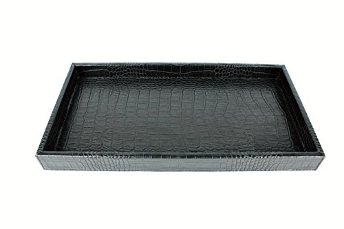 SIGNATURE HOME COLLECTION AP-195-A03 Tablett, Kunstleder, schwarz, 36 x 19 x 3 cm