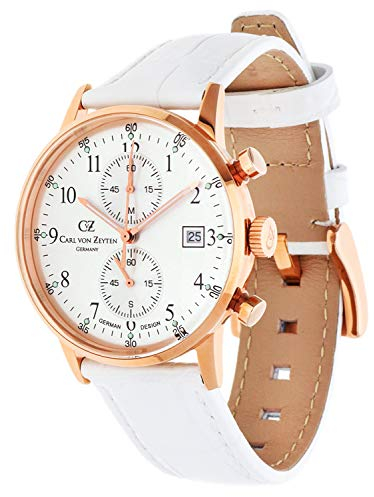 Carl von Zeyten Damen Chronograph Quarz Uhr mit Leder Armband CVZ0012RSL