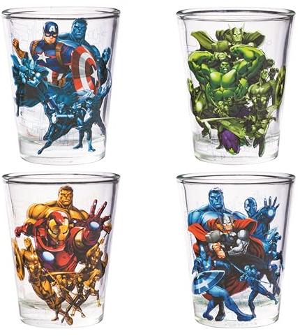 Silver Buffalo Marvel Team Avengers 4-teiliges Mini-Glas-Set, 42,5 g