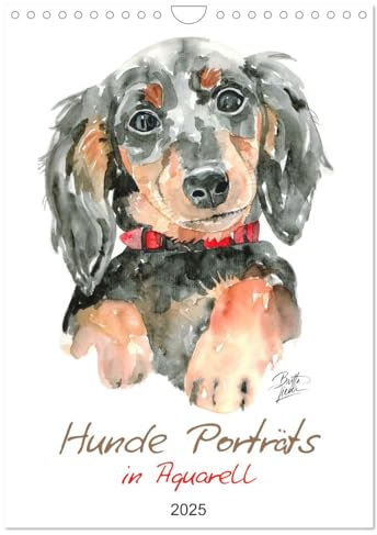Hunde Porträts in Aquarell (Wandkalender 2025 DIN A4 hoch), CALVENDO Monatskalender: Individuelle Aquarellporträts beliebter Hunderassen von Malerin und Fotografin Britta Lieder (CALVENDO Kunst)