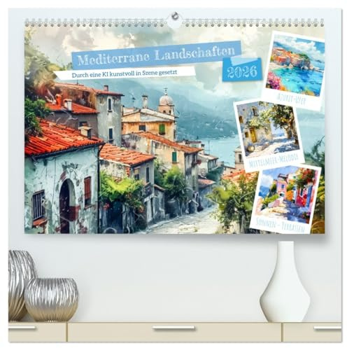 Mediterrane Landschaften (hochwertiger Premium Wandkalender 2026 DIN A2 quer), Kunstdruck in Hochglanz: Erkunden Sie die idyllischen Olivenhaine, die ... die diese Regionen prägen. (CALVENDO Orte)
