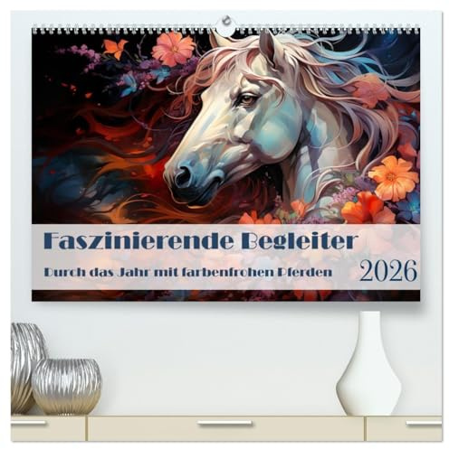 Faszinierende Begleiter (hochwertiger Premium Wandkalender 2026 DIN A2 quer), Kunstdruck in Hochglanz: Durch das Jahr mit farbenfrohen Pferden (CALVENDO Tiere)
