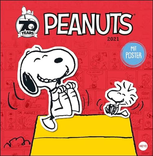 Peanuts Broschurkalender 2021 - mit Poster - Wandkalender mit Monatskalendarium und Platz für Eintragungen - Format 29,5 x 30 cm (29,5 x 60 cm geöffnet)