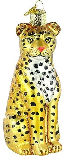 Old World Christmas Ornamente: Wildtiere Tiere Glas geblasene Ornamente für Weihnachtsbaum, Leopard
