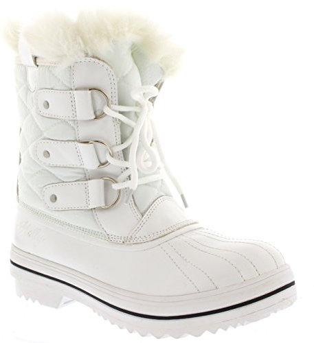 Donna Neve Avvio Nylon Short Inverno Pelliccia Caldo Impermeabile Avvio - Bianco - 41