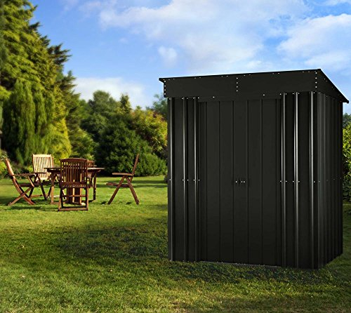Globel Industries Metall Garten Gerätehaus Gartenhaus 6x4 Anthrazit // 184x123x198cm (BxTxH) // 1,9m² // Gerätehaus Metall Satteldach