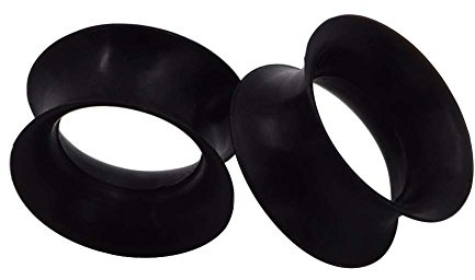 Oyaface 2pcs Hollow Soft & Hard Silicone Ear Gauges Flesh Tunnels Plugs Stretchers Expander 2g-3/4 (Black 5/8(16mm))