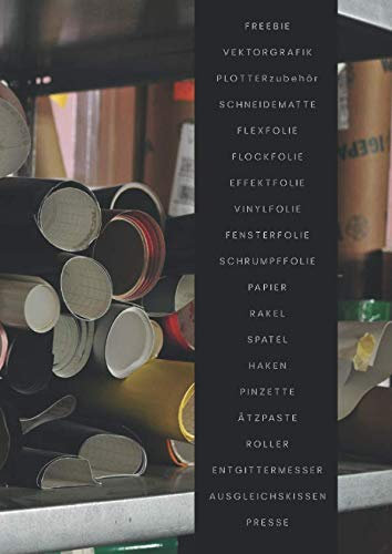 Freebie Vektorgrafik Plotterzubehör Schneidematte Flexfolie Flockfolie Effektfolie Vinylfolie Fensterfolie Schrumpffolie Papier Rakel Spatel Haken ... Mein DIY Tagebuch – HobbyPlotterNotizbuch