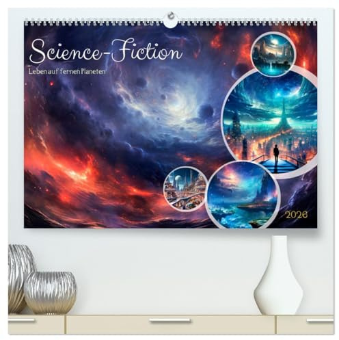 SCIENCE-FICTION Leben auf fernen Planeten (hochwertiger Premium Wandkalender 2026 DIN A2 quer), Kunstdruck in Hochglanz: Futuristische Szenen aus dem Weltraum (CALVENDO Wissenschaft)