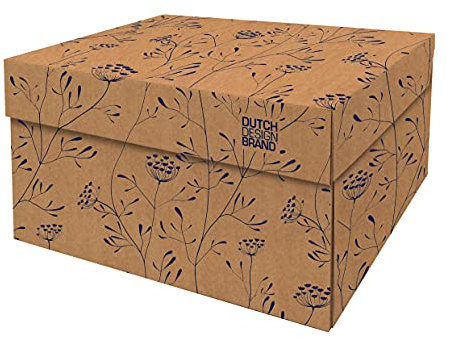 Dutch Design Brand Dekorative Aufbewahrungsboxen mit Deckel – Größe: 38,9 x 31,8 x 21,1 cm – FSC zertifizierter recycelbarer Karton (Druck: Heracleum)