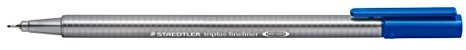 STAEDTLER 334-3 Triplus Fineliner (Dreikant, Superfeine, Metallgefasste Spitze, Linienbreite ca. 0,3 mm, 10 Stück) blau