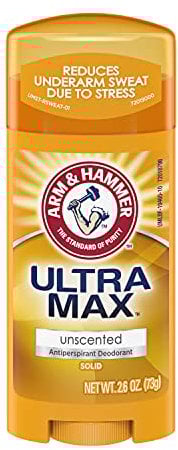 Arm & Hammer Ultra Max Advanced Anti-Perspirant & Deodorant, Invisible Solid, Unscented, Packaging May Vary, 2.6 oz (73.7 g) (Pack of 6)