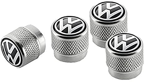 Volkswagen 000071215A Aluminium Ventilkappen mit VW Logo