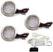 vislux 3er Set LED Möbelleuchte Einbaustrahler Edelstahl Gebürstet flach 3W warmweiß 3200K 200lm 12V + 15W LED Trafo 230V für das Wohnzimmer, Küche und Bad