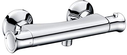veebath Locus Modern Thermostatische Mischbatterie rund, Dusche Ventil, Wasserhahn, Chrome Designer Badezimmer – Thermostat Bar Mixer