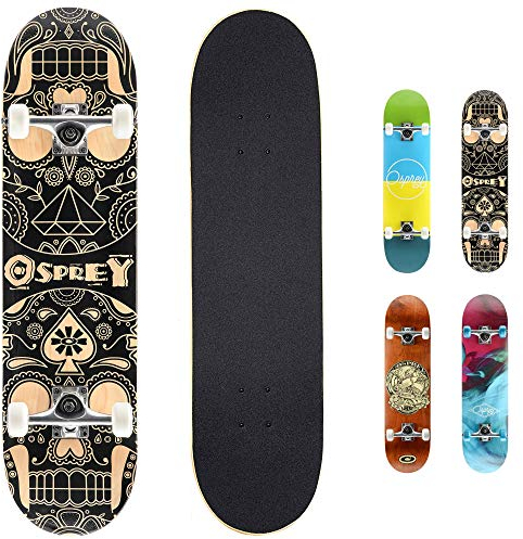 Osprey Absolute Anfänger Double Kick Trick Skateboard, 78,7 x 20,3 cm Ahorndeck