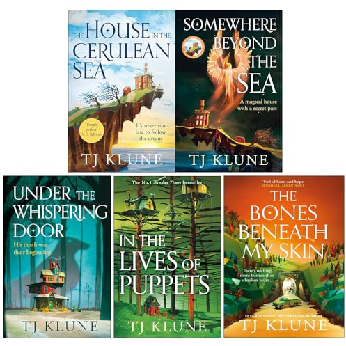TJ Klune Collection 5 Books Set (The House in the Cerulean Sea, Somewhere Beyond the Sea, Under the Whispering Door, In the Lives of Puppets & The Bones Beneath My Skin)