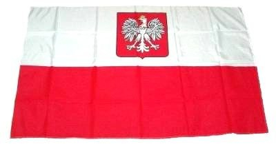 Fahne/Stockflagge Polen mit Wappen 30 x 45 cm Flagge
