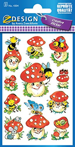 AVERY Zweckform 4304 Deko Sticker Fliegenpilze 33 Aufkleber