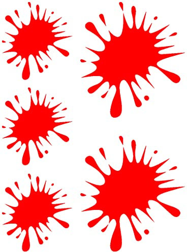 Samunshi® Farbklecks Aufkleber Klecks Sticker 5er Set 2x8x9cm,3x5x6cm hellrot