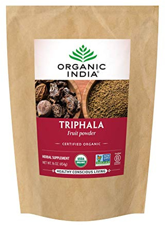 Organic India Triphala - Herbal Supplement with Amla, Bibhitaki, Haritaki, Digestion & Colon Support, Immune System Support, Adaptogen, Vegan, USDA Certified Organic - 1 lb Bag